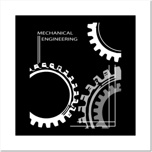 mechanical engineering text with gear image Posters and Art